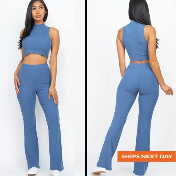 Luxe Feel Mock Neck Two Piece Set - Two Piece Set - Baby Flare - Women's Set - Picture 1 of 4